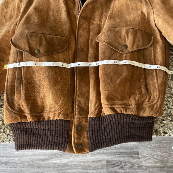 Vintage Richman Genuine Leather Brown Flight Bomber Jacket Faux Fur Collar Sz M - Picture 7 of 10